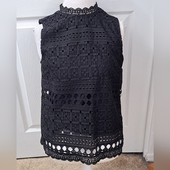 Daniel Rainn Black Crocheted Top   Size S - Picture 1 of 9